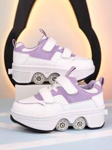 變形鞋,4輪滑冰鞋適合6-15歲女孩,可步行可滑行,流行輪滑鞋 - 彩色 - 查看 4