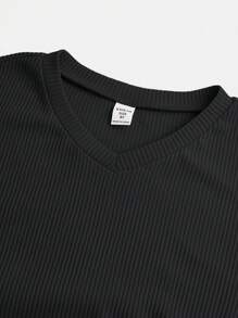 SHEIN 适合参加派对的少女长袖褶饰连衣裙 - 黑色 - 查看 4