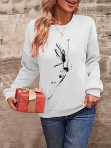 SHEIN LUNE Floral Print Drop Shoulder Sweatshirt - Multicolor - View 4