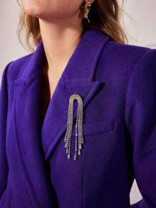 MOTF PREMIUM 羊毛混紡水鑽胸針大衣 - 紫色 - 查看 4