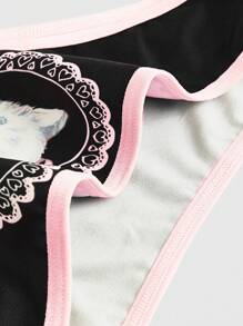ROMWE Kawaii Women's Cat Pattern Printed Triangle Panties