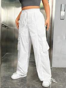 SHEIN Coolane 大尺碼褲子 - 白色 - 查看 3