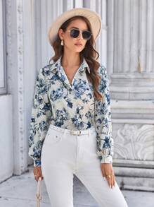 SHEIN Clasi 印花前紐扣襯衫 - 彩色 - 查看 3