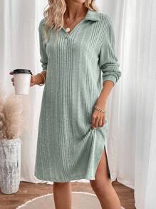 SHEIN LUNE 女士連身裙 - 綠色 - 查看 1