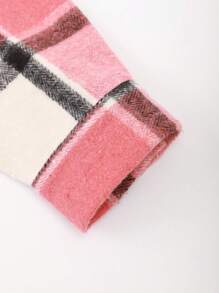 Aesthetic Post--Men's Loose Plaid Print Drawstring Hooded Coat Without T-Shirt - Pink - View 3