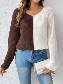 SHEIN Essnce Hai âm Xoay lại Thả vai Áo len - Nhiều màu - Xem 2