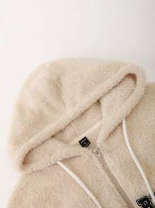 Manfinity Hypemode 男士字母印花套頭毛絨衫帽衫 - 杏色 - 查看 4