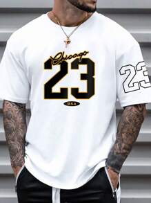 Manfinity Homme Men Letter Graphic Casual Short Sleeve Tee, Boyfriend Gift, For Going Out