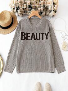 Celure Hơn Mẫu chữ Thả vai Áo len - Màu Khaki - Xem 1