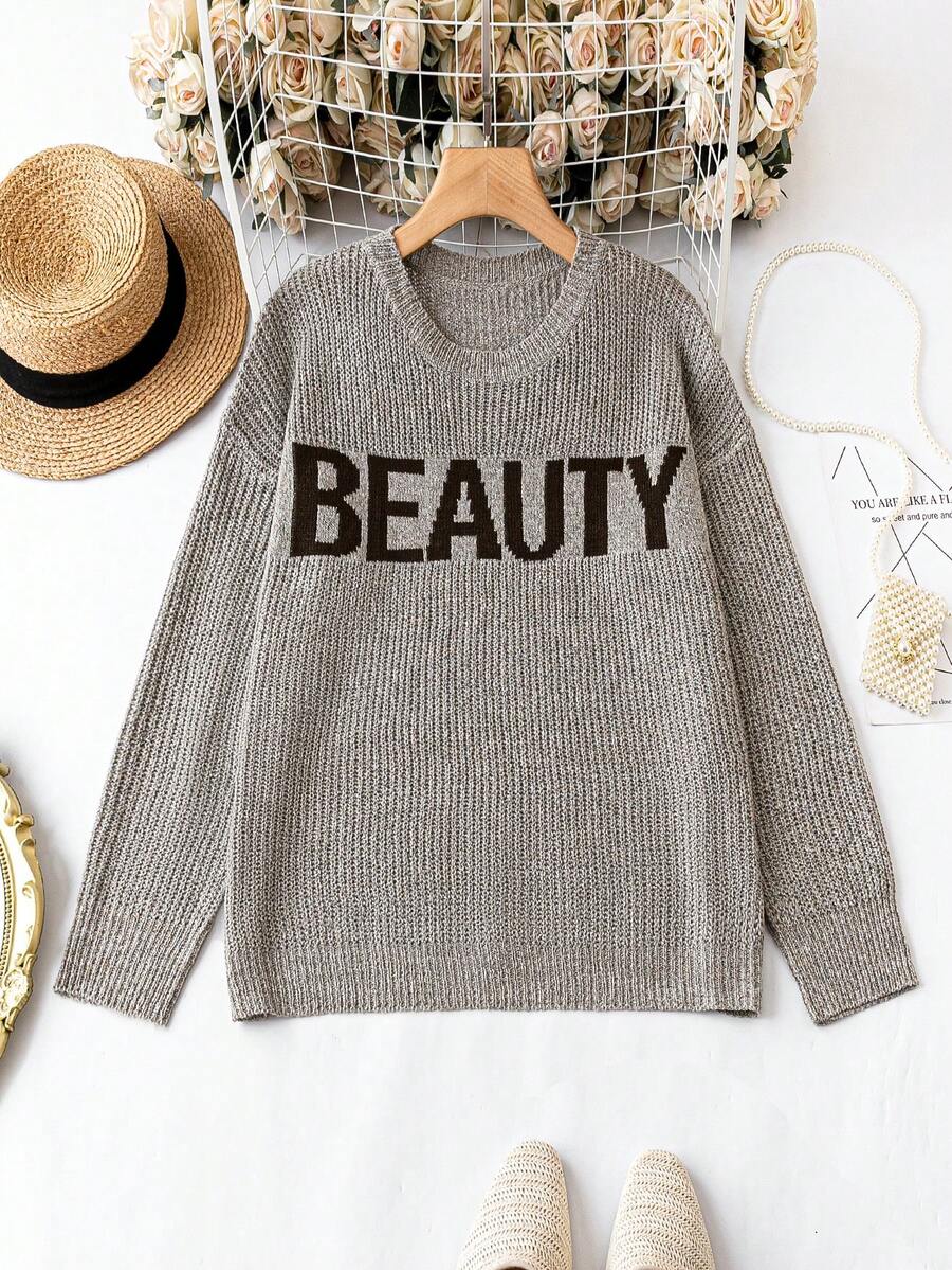 Celure Hơn Mẫu chữ Thả vai Áo len - Màu Khaki - Xem 1