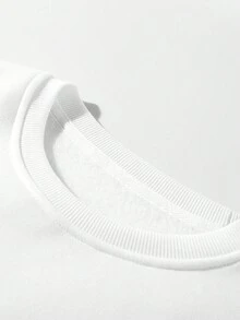 男士龍圖案加絨內裏運動衫 - 白色 - 查看 3