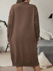 Flirla áo hở cổ kích thước lớn Nút phía trước màu trơn Giải trí - Màu Tím - Xem 2