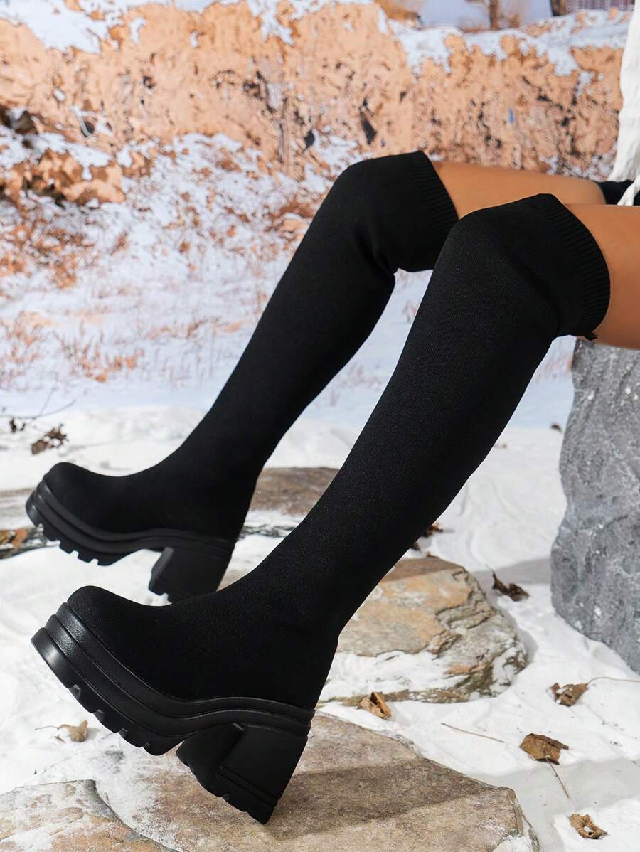 Perfect With Black CorsetWomen's Fashionable Black OverTheKnee Boots