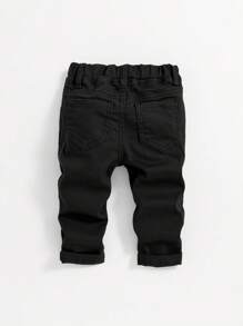 SHEIN Baby-jungen Einfarbige Zerrissene Jeans, Casual Und Einfach Stil Für Herbst Und Winter