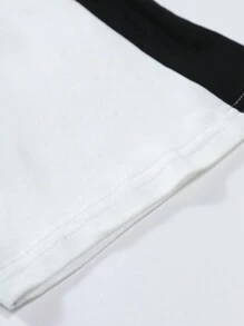 Aesthetic Post--Men's Loose-Fit Polo Shirt With Letter Graphics And Contrast Side Seams - Black and White - View 4