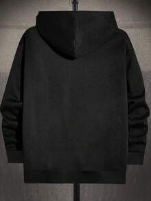 GENTILAND 男士熊和字母圖案連帽衫 - 黑色 - 查看 2