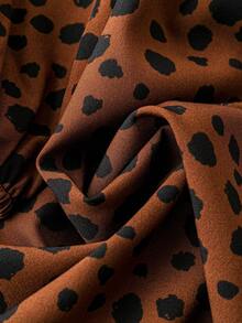 Plus Dalmatian Print Belted Shirt Dress - Black - View 4