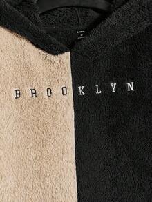 GENTILAND 男士連帽毛絨衛衣,帶有字母刺繡細節 - 黑色 - 查看 3