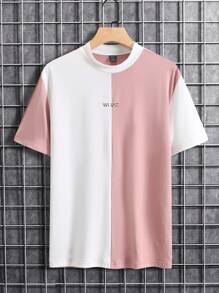 Manfinity Homme Men Letter Graphic Two Tone Tee - Multicolor - View 1