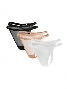 Ocili 3 piezas Set tanga unicolor de malla - Multicolor - Ver 12