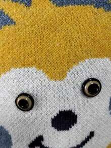 Baby Boy Letter & Cartoon Pattern Turtleneck Sweater - Blue - View 3