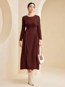 Mulvari Solid Knot Side A-line Dress
