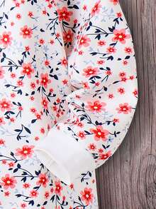 SHEIN Áo Khoác Con gái Túi Nút phía trước Hoa Tất cả trên in Giải trí - Nhiều màu - Xem 3