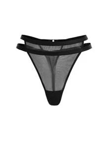 Ocili 3 piezas Set tanga unicolor de malla - Multicolor - Ver 3