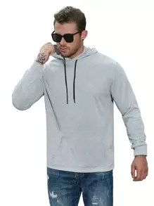 Football Men's Slogan Print Drawstring Sporty Sweatshirt Men Sweatshirt