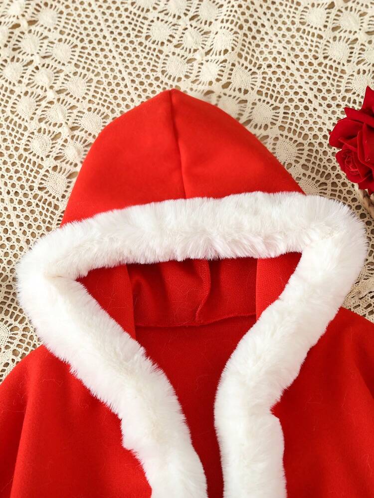 Casaco de Natal com capuz para meninas pré-adolescentes - Branco - Ver 4