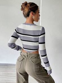 SHEIN Unity Slim Fit Striped Sweater - Multicolor - View 2