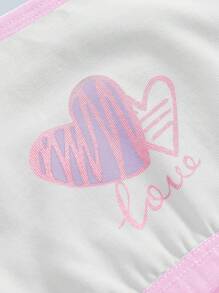 Tween Girl 心形和条纹印花美式复古风格内衣套装 - 淡紫色 - 查看 4