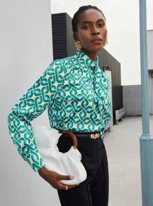 Maija Cà vạt In Toàn bộ Áo sơ mi - màu xanh lá - Xem 1