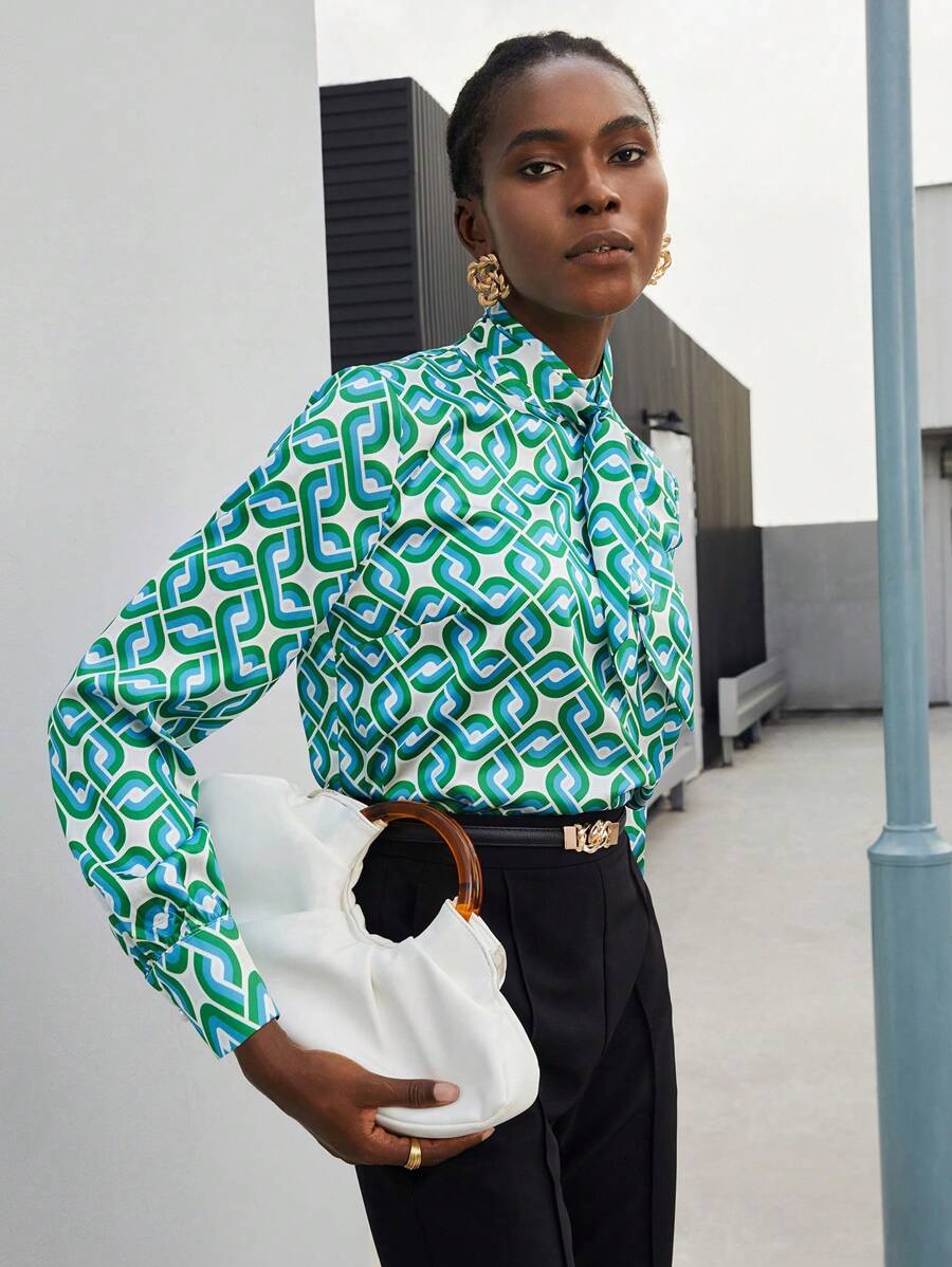 Maija Cà vạt In Toàn bộ Áo sơ mi - màu xanh lá - Xem 1