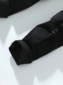 SHEIN Explorewe 男大童破洞牛仔背帶褲 - 黑色 - 查看 8