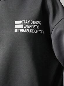 SHEIN Teen Girl Slogan Graphic Drop Shoulder Sweatshirt,In Fall/Winter - Grey - View 5