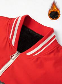 Manfinity LEGND Men's Loose Winter Coat With Baseball Collar And Letter Print