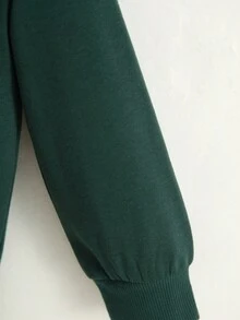 SHEIN 男童纯色袋鼠口袋卫衣 - 墨綠色 - 查看 5