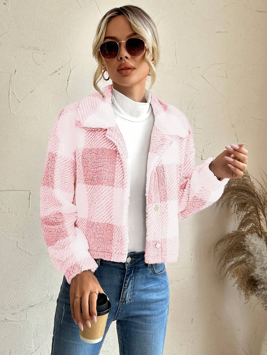 SHEIN LUNE Women's Plaid Drop Shoulder Jacket - Multicolor - View 1