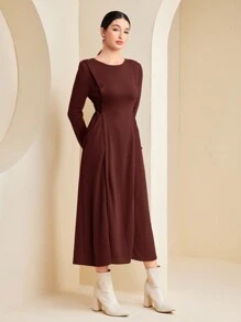 Mulvari Solid Knot Side A-line Dress