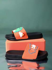 Pantuflas con estampado de dibujos animados de uso dual interior/exterior para niños - Negro - Ver 6