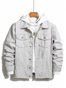 Manfinity Homme Men Plus Flap Pocket Denim Jacket Without Hoodie - Apricot - View 1