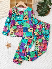 Vêtements De Détente Pour Garçon (jeune Enfant) À Motif De Dessin Animé Rouge Et Bleu