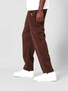 SUMWON Quần nỉ nỉ cổ điển kiểu quần chạy bộ co giãn có dây rút, mắt cá chân, quần áo mặc ở nhà thể thao, thoải mái, dễ chịu, mặc vào mùa thu đông, mặc trong nhà và ngoài trời - Màu nâu Sô-cô-la - Xem 1