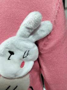 Baby Boy Rabbit & Letter Pattern Cardigan - Pink - View 3