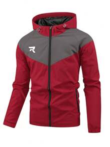 Manfinity Sport Corelite 男士字母印花拼色帽衫運動外套 - 彩色 - 查看 1