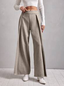 EURMUSE Women's Drawstring Wide Leg Pants - Light Grey - View 4