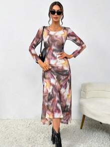 SHEIN Essnce Nhuộm buộc Đầm - Nhiều màu - Xem 3