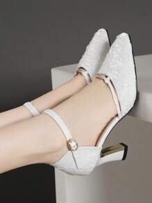 欧美风女式尖头粗跟过膝侧拉链修身长靴，适合秋冬季搭配毛衣，优雅大方，适合派对穿着。 - 白色 - 查看 2