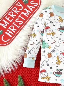 Baby Boy Christmas Print Snug Fit PJ Set - White - View 6